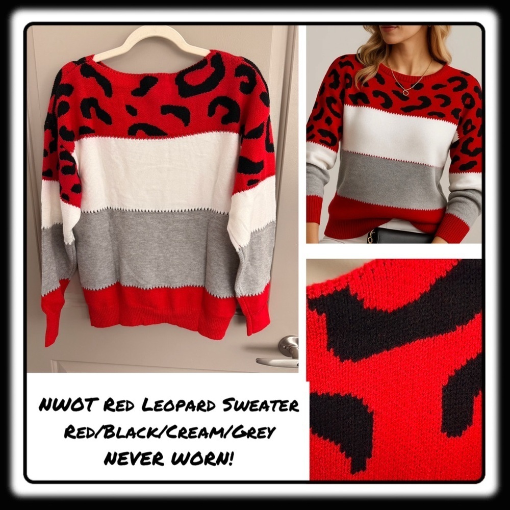 NWOT Elwood & Grace Animal print Sweater Large. NEVER WORN. Gorgeous and soft